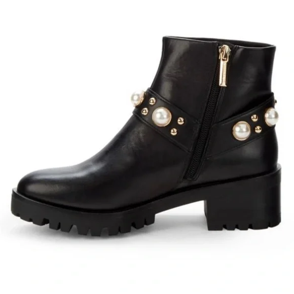 Karl Lagerfeld Paris Pixie Embellished Moto Booties (Retail $189) - Picture 2 of 9